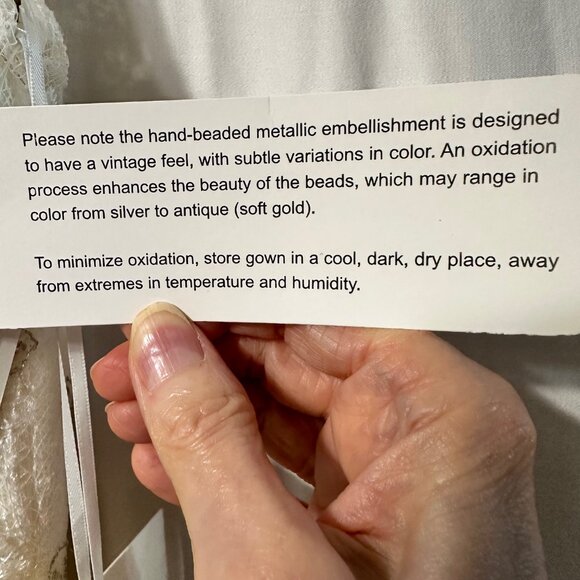 Melissa Sweet Illusion Ivory Hand-Beaded Lace Cap Sleeve Wedding Dress Sz 6 NWT - Picture 9 of 9